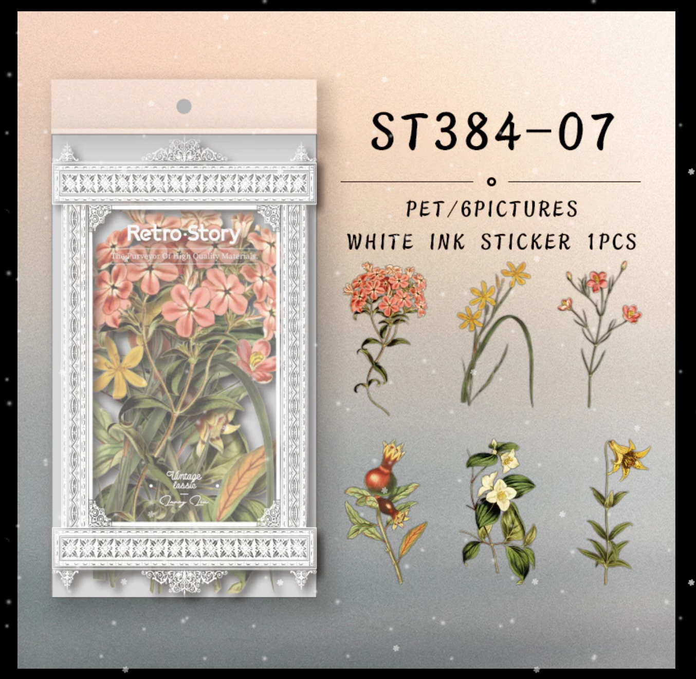 Retro Story Large Flower Stickers